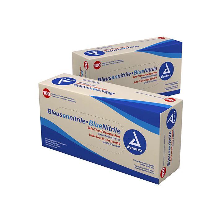 Safe-Touch Blue Nitrile Exam Gloves, Powder-Free (X-Large)