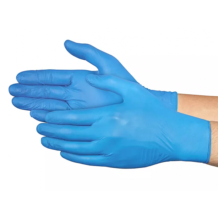 Safe-Touch Blue Nitrile Exam Gloves, Powder-Free (Large)
