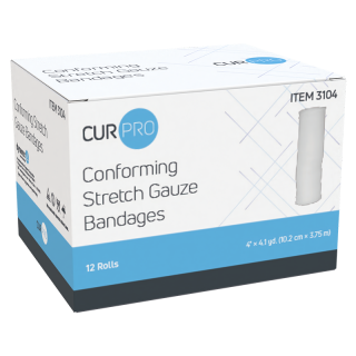 CUR-Pro Conforming Stretch Gauze Bandage, Non-Sterile, 4" x 4.1 yds