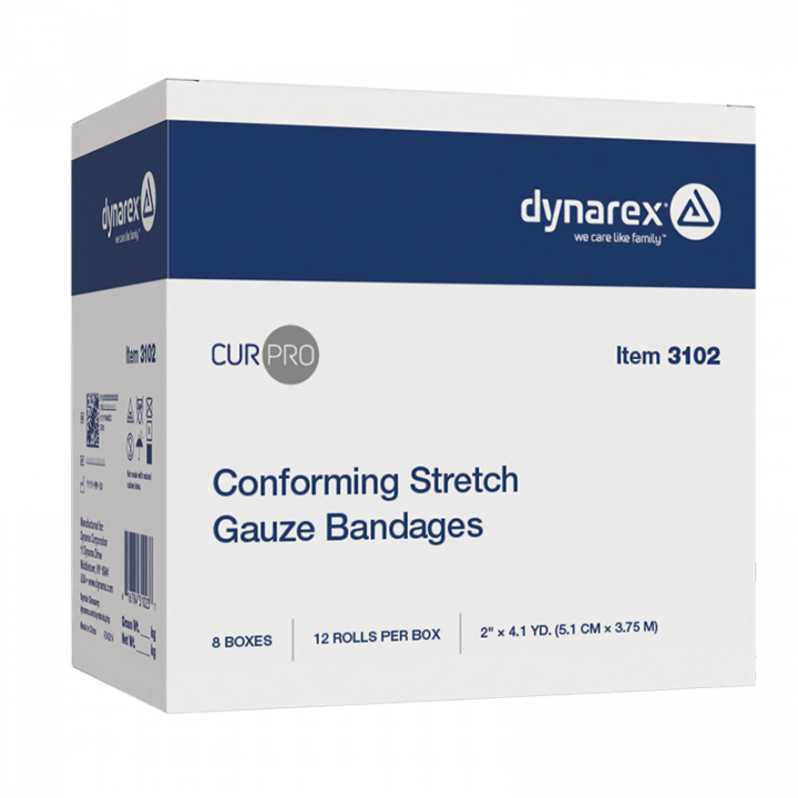 CUR-Pro Conforming Stretch Gauze Bandage, Non-Sterile, 2" x 4.1 yds