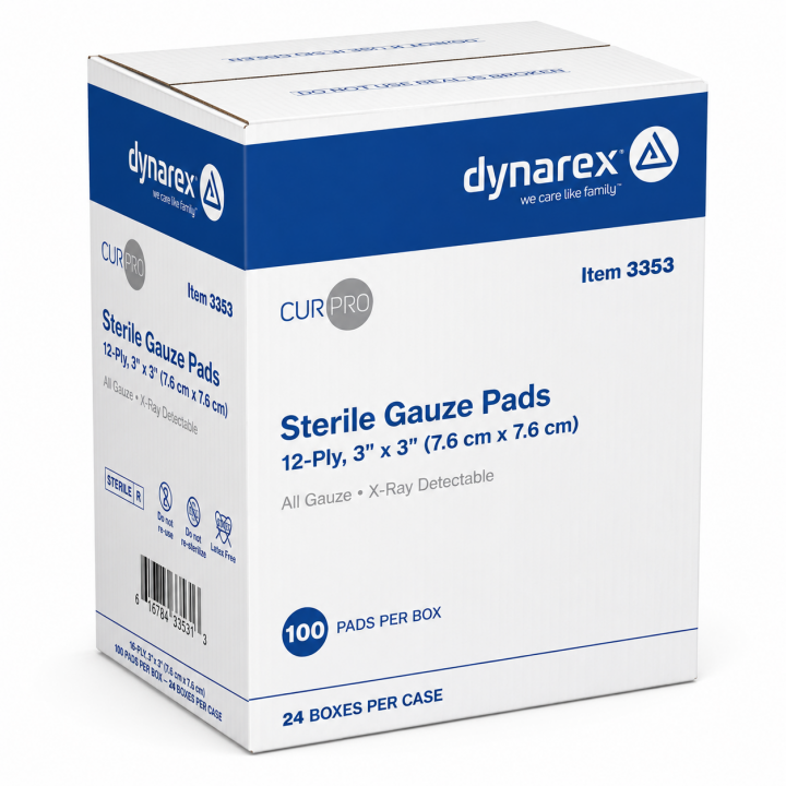 Dynarex Sterile Gauze Pads, 12-Ply, 3" x 3"