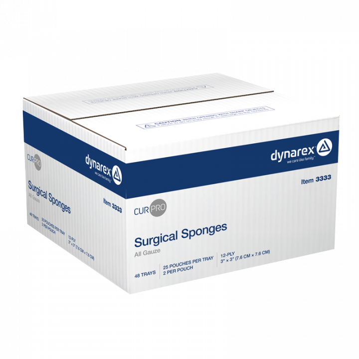 Dynarex Sterile Gauze Pads, 12-Ply, 3" x 3", 2's Configuration