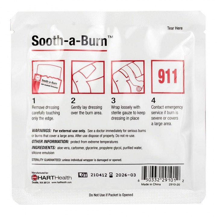 Hart Health Sooth-A-Burn Dressing, Gel-Soaked, Sterile, 4" x 4"