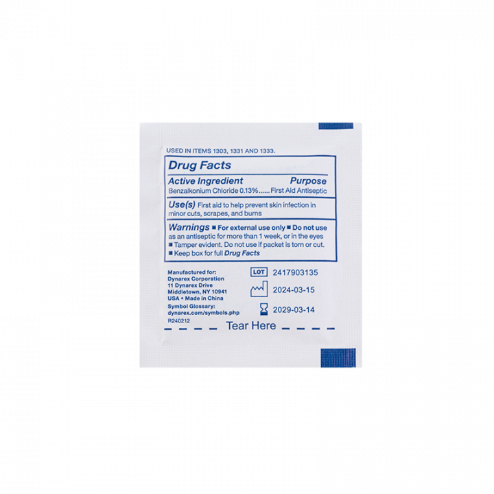 Dynarex 1303 BZK Antiseptic Towelette Boxes