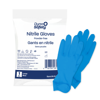 DynaSafety 2618 Nitrile Exam Gloves in a 1 Pair Bag