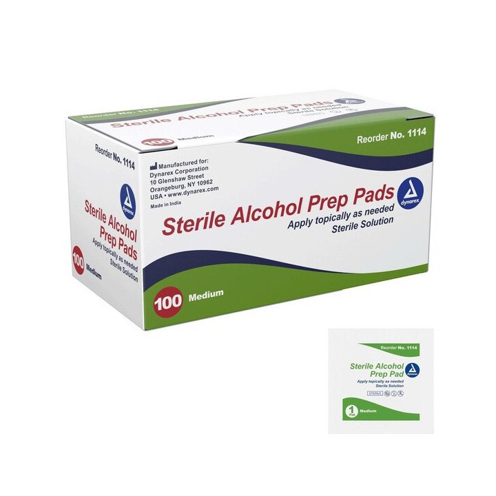 Dynarex Sterile Alcohol Prep Pad, Medium, Case