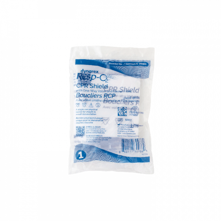 Dynarex 36020 CPR Face Shield with One-Way Valve & Barrier Filter