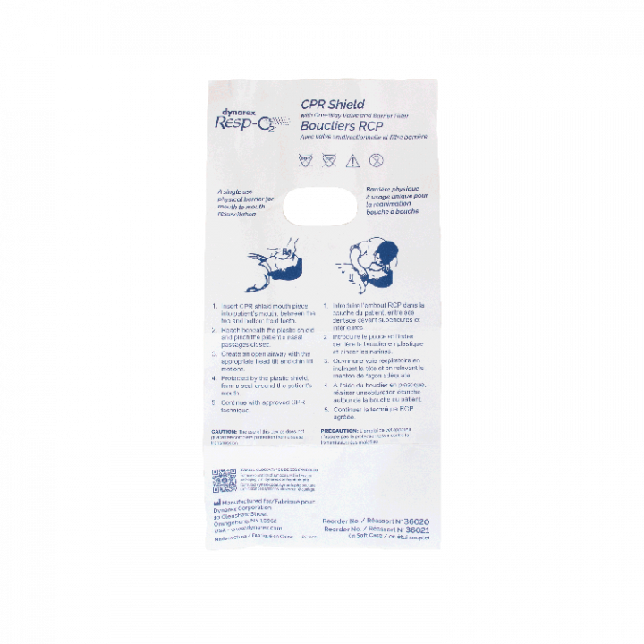 Dynarex 36021 CPR Face Shield in Soft Case w/ One-Way Valve, Barrier Filter